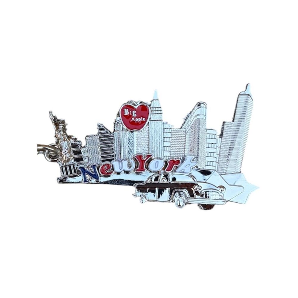 New York City Big Apple Skyline Metal Key Chain/Bag Charm New Broadway